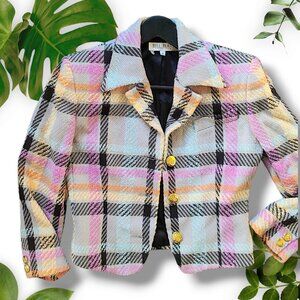 Vintage Wool Bill Blass Pastel Cropped Blazer, Sz XS-S